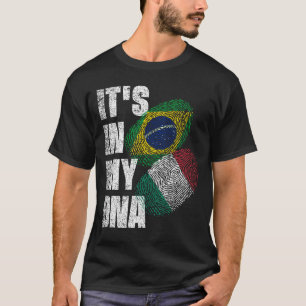 T-shirt Drapeau du patrimoine ADN mélangé italien et brési