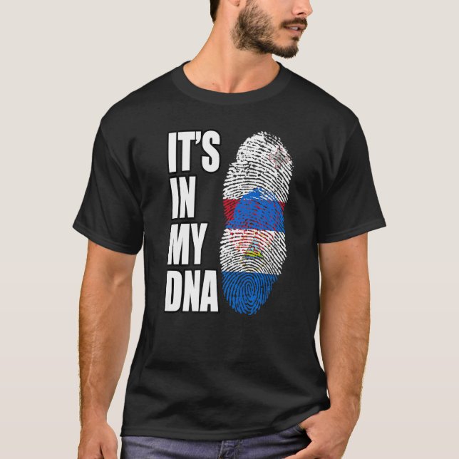T-shirt Drapeau Du Patrimoine De L'Adn Au Nicaragua Et En  (Devant)