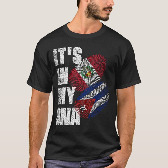 T-shirt Drapeau Du Patrimoine De L'ADN Du Pérou Et De Cuba (Devant)