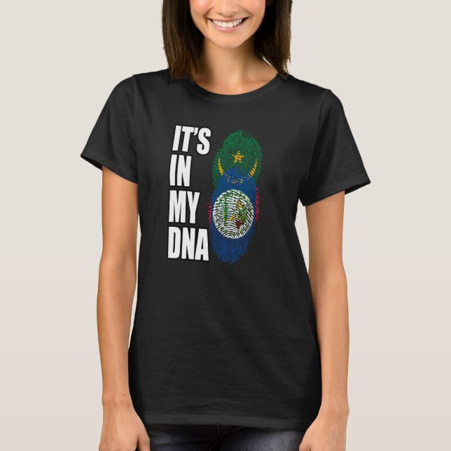 T-shirt Drapeau Du Patrimoine De L'ADN Mélangé Belizéen Et (Devant)