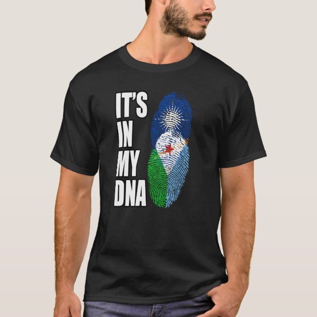 T-shirt Drapeau Du Patrimoine De L'ADN Mélangé Djibouti Et (Devant)