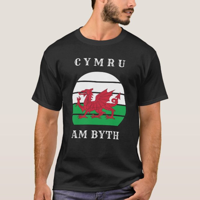 T-shirt Drapeau Du Pays De Galles Cymru Am By Fier D'Être  (Devant)