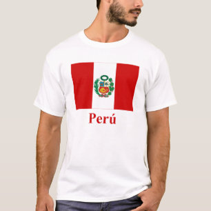 T-shirt Drapeau du Pérou avec le nom dans l'Espagnol