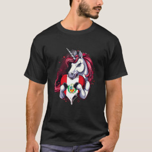 T-shirt Drapeau du Pérou Licorne Racines Péruviennes Fiert