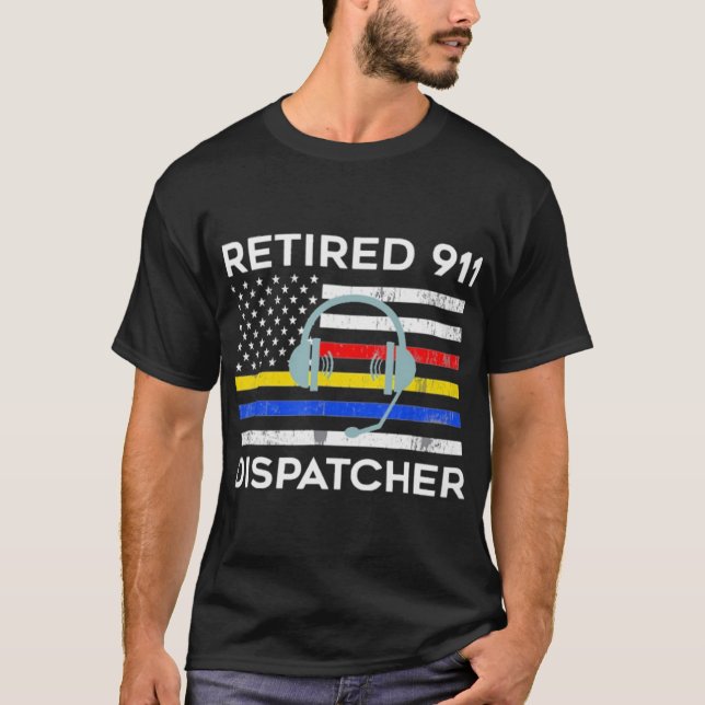 T-shirt Drapeau du répartiteur 911 à la retraite (Devant)