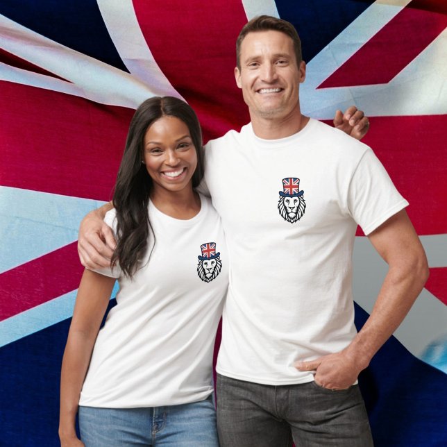 T-shirt Drapeau du Royaume-Uni (United Kingdom Union Flag Lion T-Shirt by Ricaso. A patriotic bold and stylish British themed shirt )