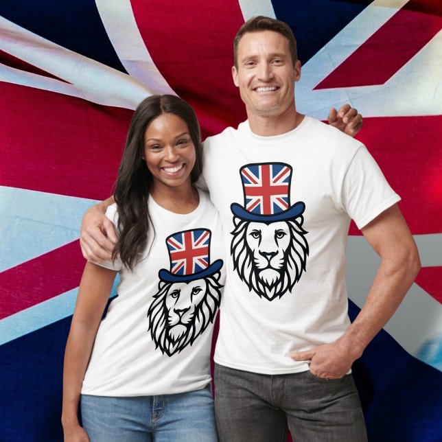 T-shirt Drapeau du Royaume-Uni (United Kingdom Union Flag Lion T-Shirt by Ricaso. A patriotic bold and stylish British themed shirt )