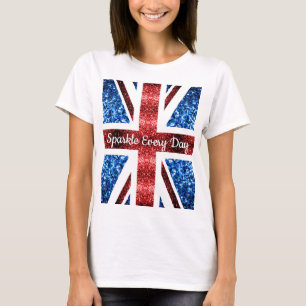 T-shirt Drapeau du Royaume-Uni rouge parties scintillant b