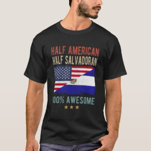 T-shirt Drapeau du Salvador - moitié américaine moitié sal