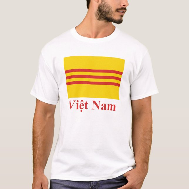 T-shirt Drapeau du Vietnam du Sud avec le nom dans le (Devant)
