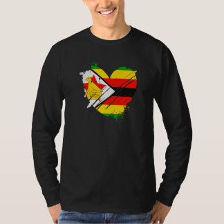 T-shirt Drapeau du Zimbabwe Je l'aime Il est dans mon ADN 