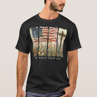 T-shirt Drapeau d'une nation sous Dieu 4 juillet patriotiq