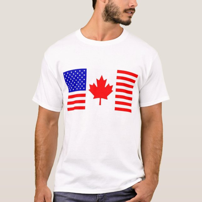 T-shirt Drapeau d'US/Canada (Devant)