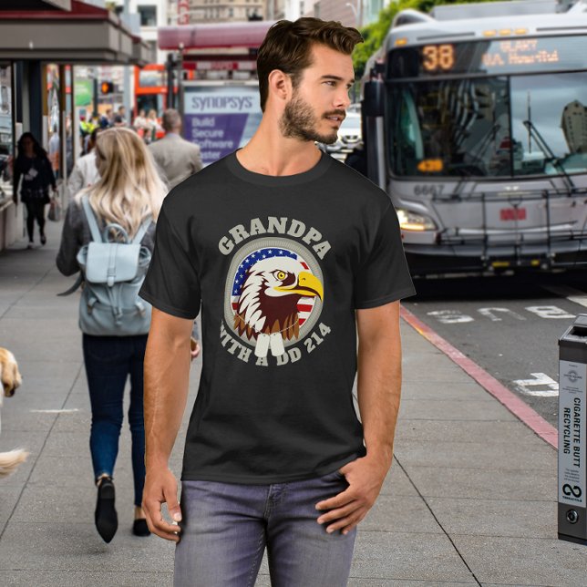 T-shirt Drapeau Eagle Emblem USA | Grandpa DD 214 Noir (Créateur téléchargé)