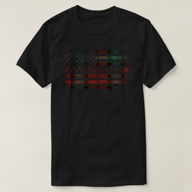 T-shirt Drapeau écossais Clan Kerr Drapeau américain kilt  (Design devant)