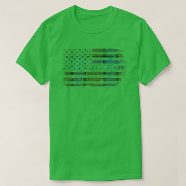 T-shirt Drapeau écossais Clan Muir Drapeau américain kilt  (Design devant)