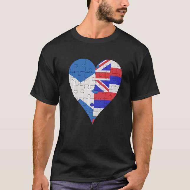 T-shirt Drapeau écossais hawaïen Coeur (Devant)