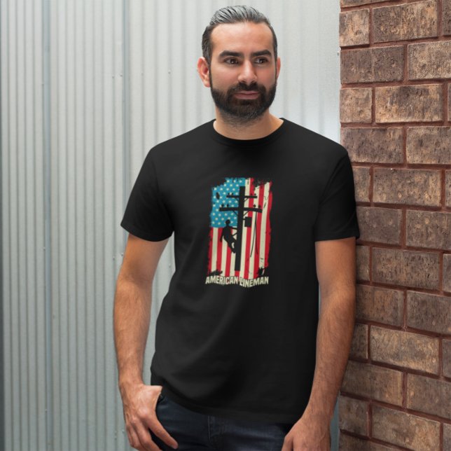 T-shirt Drapeau électrique American Lineman (American Lineman Flag Electric Cable T-Shirt)