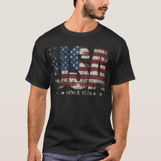 T-shirt Drapeau en détresse de patriote américain depuis 1