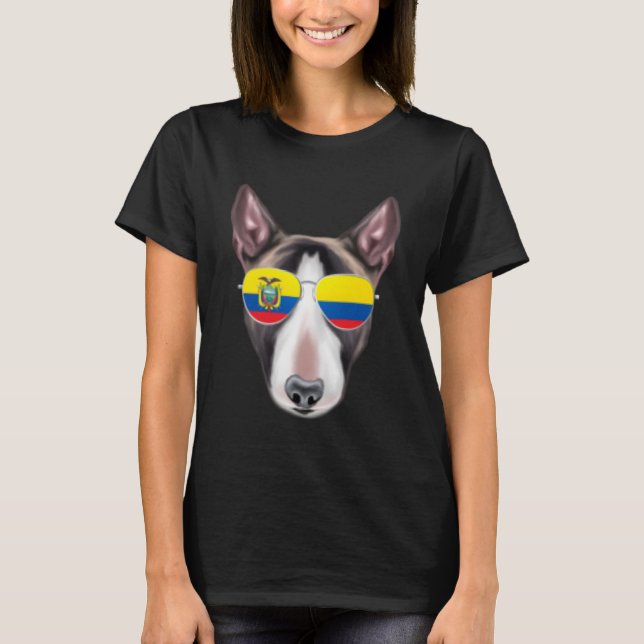 T-shirt Drapeau équatorien Miniature Bull Terrier Chien Eq (Devant)