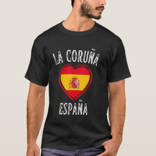 T-shirt Drapeau Espagne Cœur Ville La Coruña