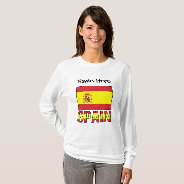 T-shirt Drapeau espagnol et espagnol Personnalisé femmes (Devant entier)