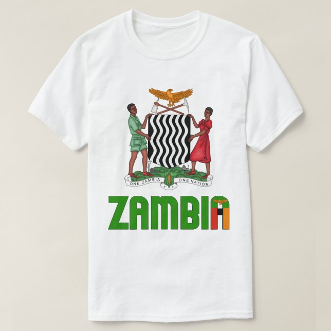 T-shirt Drapeau et blason de Zambie Patriotique (Design devant)