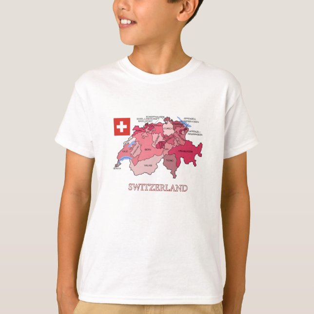T-shirt Drapeau et carte de la Suisse (Devant)