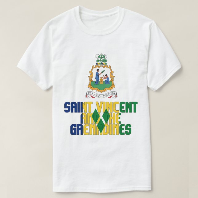 T-shirt Drapeau et manteau de Saint-Vincent-et-les Grenadi (Design devant)