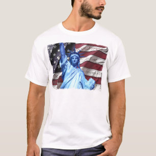 T-shirt Drapeau et statue de conception de liberté