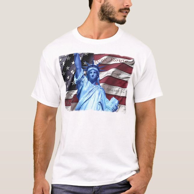T-shirt Drapeau et statue de conception de liberté (Devant)