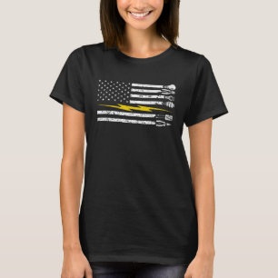 T-shirt Drapeau États-Unis Électricien Tension Lineman Cir