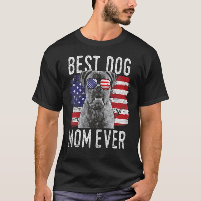 T-shirt Drapeau féminin américain Meilleur Chien Maman Jam (Devant)