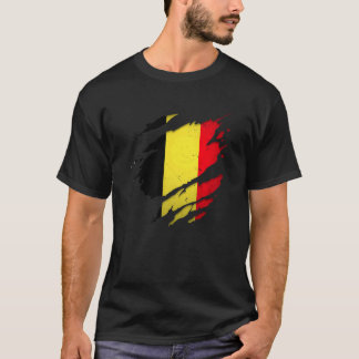 T-shirt Drapeau Fier Belge Torn arraché Belgique