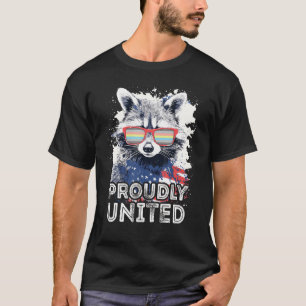 T-shirt Drapeau Fièrement United Raccoon Demiflux lunettes