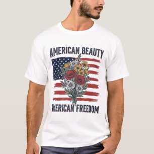 T-shirt Drapeau Floral de Liberté American Beauty