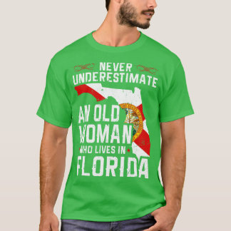 T-shirt Drapeau Floride Accueil Vielle Femme Flo Grosse