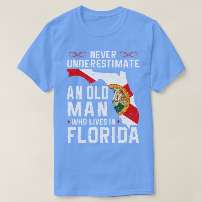 T-shirt Drapeau Floride Accueil Vieux Homme Flo Gros (Design devant)