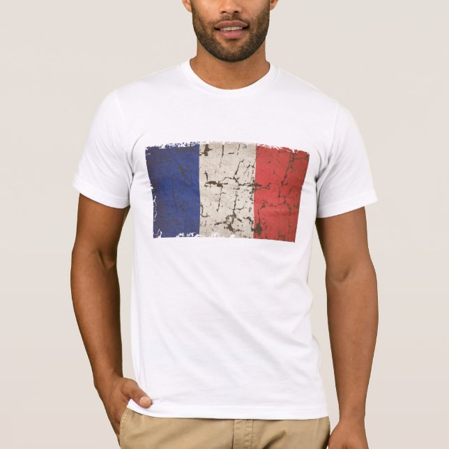 T-shirt Drapeau français affligé (Devant)