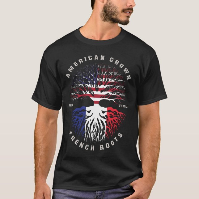T-shirt Drapeau français américain (Devant)