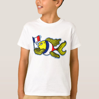 T-shirt Drapeau Français Poisson drôle dessin animé