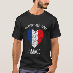 T-shirt Drapeau France Cœur Champigny sur Marne Ville