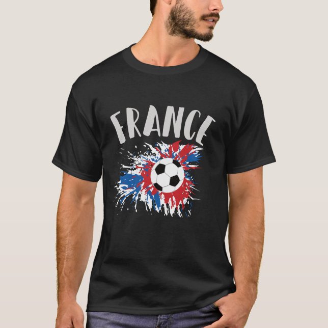 T-shirt Drapeau France de balle de football (Devant)