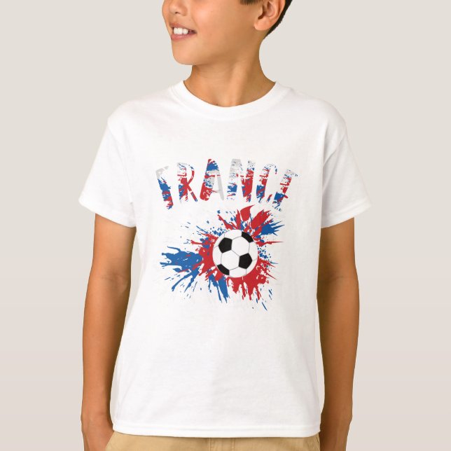 T-shirt Drapeau France de balle de football (Devant)