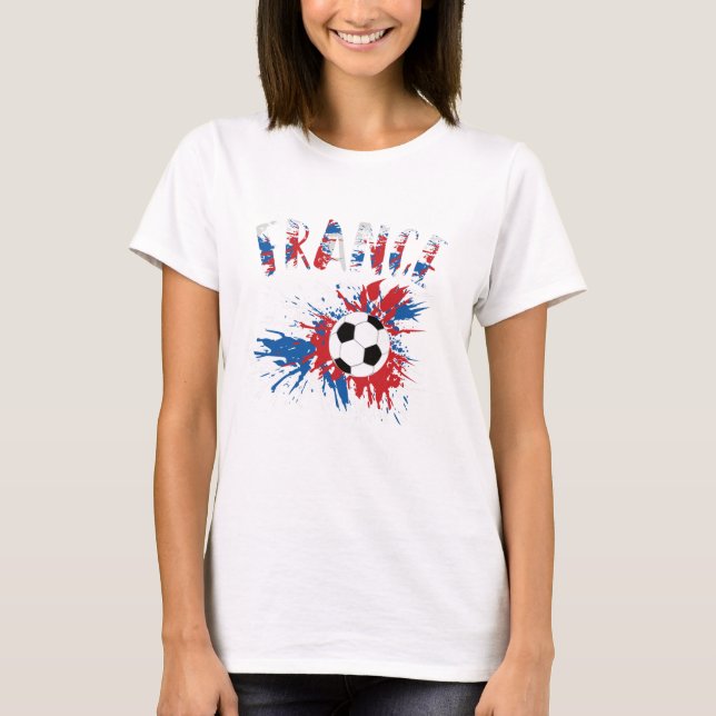 T-shirt Drapeau France de balle de football (Devant)