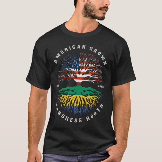 T-shirt Drapeau Gabon des racines gabonaises grandissantes (Devant)