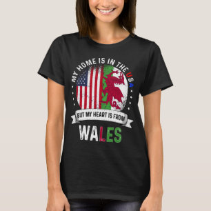 T-shirt Drapeau gallois américain Welsh Roots USA Citizen