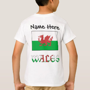 T-shirt Drapeau gallois du Pays de Galles Nom personnalisé
