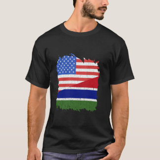 T-shirt Drapeau Gambie Amérique Fierté Gambienne USA Racin