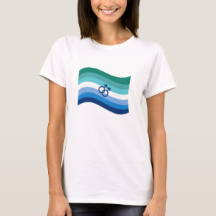 T-shirt Drapeau gay masculin azur ondoyant de fierté d'amo